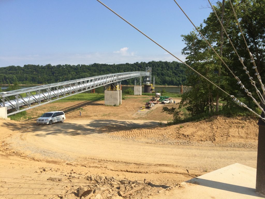 Century Land Surveying did the concrete layout for this grain conveyor system on the Ohio River.