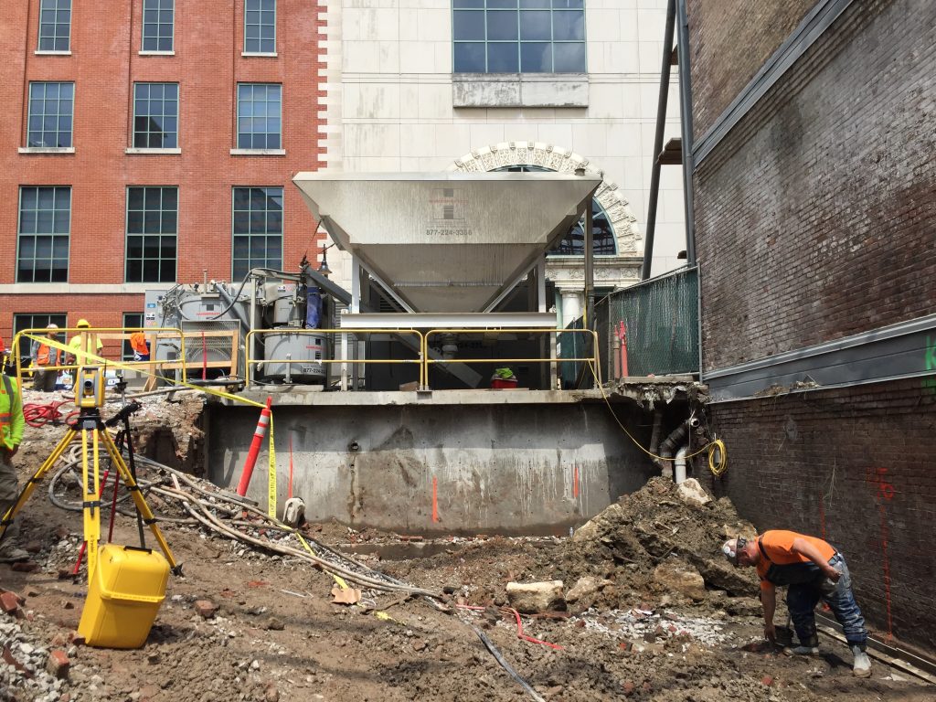 Century Land Surveying was hired to monitor the Old Forester Distillery in Downtown Louisville for deformation.